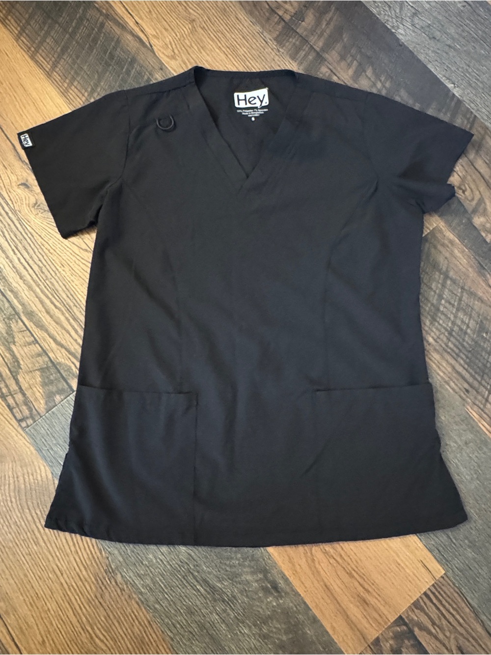 Women's Black V-Neck Scrub Top